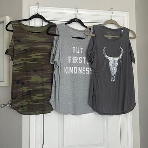 NWT bundle of 3 cold shoulder tops